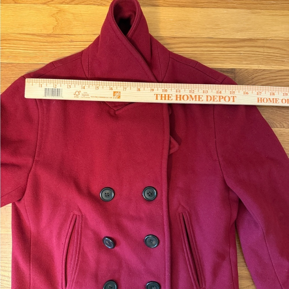 J Crew Double-Breasted Wool Red Peacoat Small Y2K - Picture 10 of 12